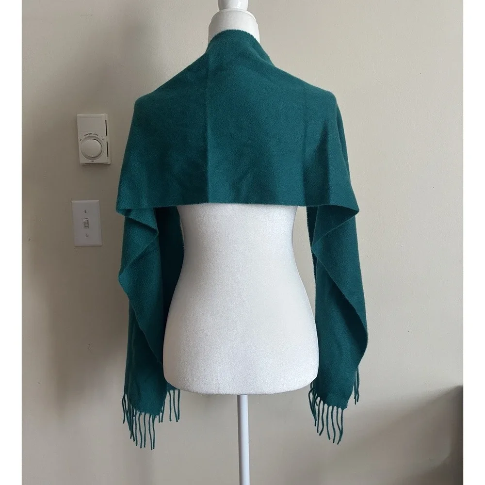 Amicale Cashmere Scarf Teal Green Seafoam Fringe Quiet Luxury Boho Casual Winter